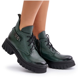 Zazoo 60483 Botas bajas de piel para mujer Warmed verde oscuro 9