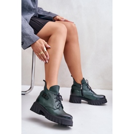Zazoo 60483 Botas bajas de piel para mujer Warmed verde oscuro 5