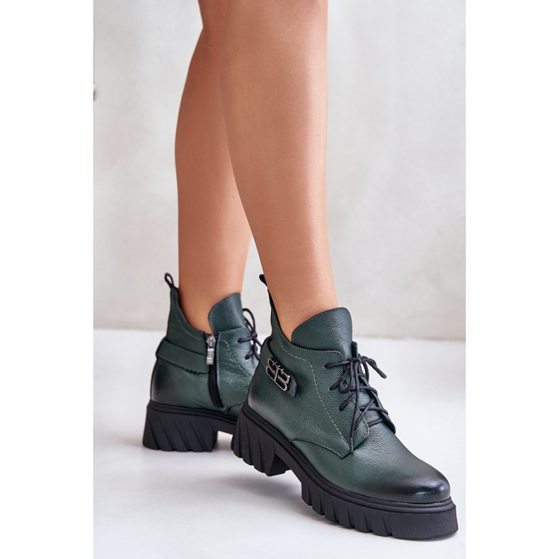 Zazoo 60483 Botas bajas de piel para mujer Warmed verde oscuro 2 Zazoo 60483 Botas bajas de piel para mujer Warmed verde oscuro 2
