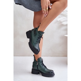 Zazoo 60483 Botas bajas de piel para mujer Warmed verde oscuro 3