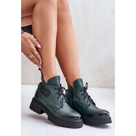 Zazoo 60483 Botas bajas de piel para mujer Warmed verde oscuro 6