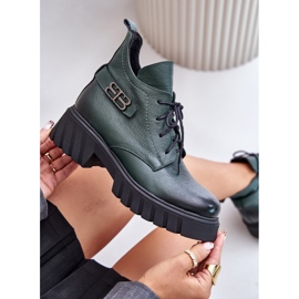 Zazoo 60483 Botas bajas de piel para mujer Warmed verde oscuro 7