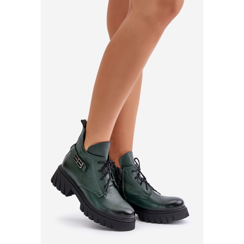 Zazoo 60483 Botas bajas de piel para mujer Warmed verde oscuro 1 Zazoo 60483 Botas bajas de piel para mujer Warmed verde oscuro 1