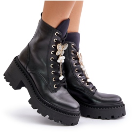 Botas Obrera Mujer Piel Con Mariposa Negra CheBello 4590 negro 10