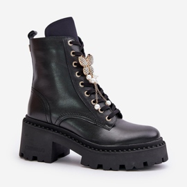 Botas Obrera Mujer Piel Con Mariposa Negra CheBello 4590 negro 4