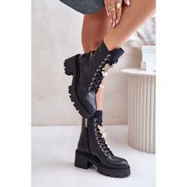 Botas Obrera Mujer Piel Con Mariposa Negra CheBello 4590 negro 5