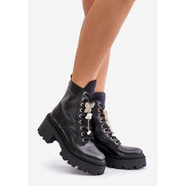 Botas Obrera Mujer Piel Con Mariposa Negra CheBello 4590 negro 1