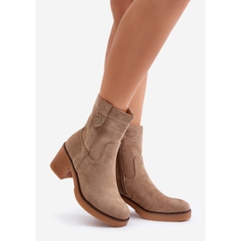 Botas de tacón alto aislantes de mujer beige Vailia 1