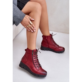 Botines de mujer ligeros y aislantes con plataforma y cuña, burdeos, Savindria rojo 7