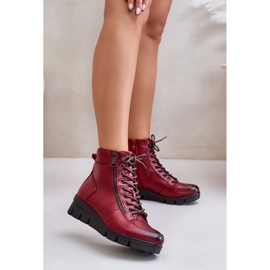Botines de mujer ligeros y aislantes con plataforma y cuña, burdeos, Savindria rojo 2 Botines de mujer ligeros y aislantes con plataforma y cuña, burdeos, Savindria rojo 2