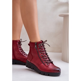 Botines de mujer ligeros y aislantes con plataforma y cuña, burdeos, Savindria rojo 3