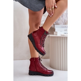 Botines de mujer ligeros y aislantes con plataforma y cuña, burdeos, Savindria rojo 5