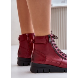 Botines de mujer ligeros y aislantes con plataforma y cuña, burdeos, Savindria rojo 6