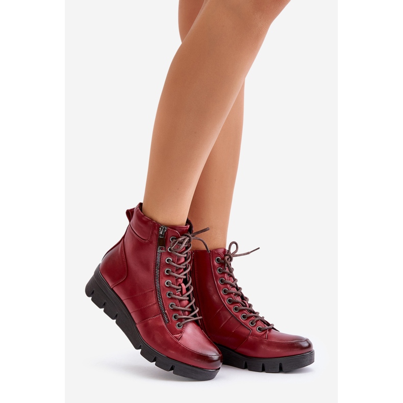 Botines de mujer ligeros y aislantes con plataforma y cuña, burdeos, Savindria rojo 1 Botines de mujer ligeros y aislantes con plataforma y cuña, burdeos, Savindria rojo 1