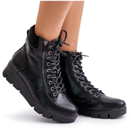 Botines de mujer ligeros y aislantes con plataforma y cuña, Negro Savindria 10