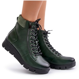 Botines de mujer ligeros y aislantes con plataforma y cuña, verde oscuro, Savindria 9