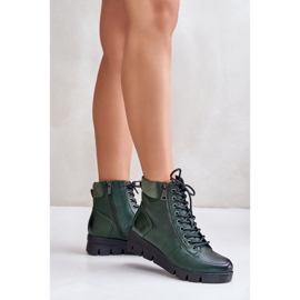 Botines de mujer ligeros y aislantes con plataforma y cuña, verde oscuro, Savindria 3