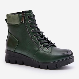 Botines de mujer ligeros y aislantes con plataforma y cuña, verde oscuro, Savindria 4