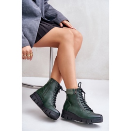 Botines de mujer ligeros y aislantes con plataforma y cuña, verde oscuro, Savindria 6
