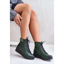 Botines de mujer ligeros y aislantes con plataforma y cuña, verde oscuro, Savindria 7