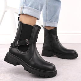 Botines de mujer de piel con hebilla negro Sergio Leone TR719-S 12