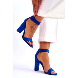 Tacones de mujer de gamuza para mujeres azul oscuro 4