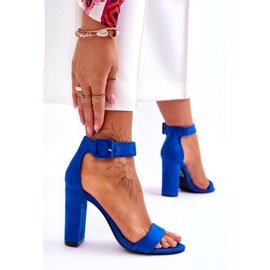 Tacones de mujer de gamuza para mujeres azul oscuro 3