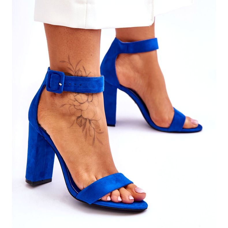 Tacones de mujer de gamuza para mujeres azul oscuro 2