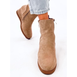 Botín cuña Vavin caqui con cremallera dorada beige 2