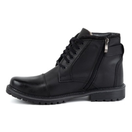 Olivier Zapatos de invierno para hombre Botines con cordones 136GT, negro 1