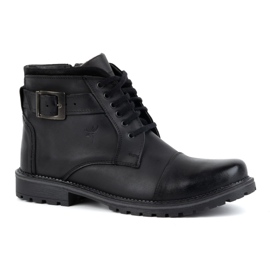 Olivier Zapatos de invierno para hombre Botines con cordones 136GT, negro 2