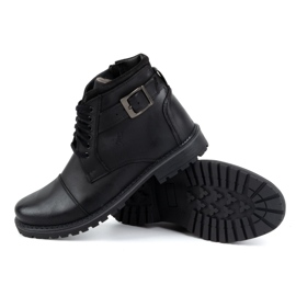 Olivier Zapatos de invierno para hombre Botines con cordones 136GT, negro 4