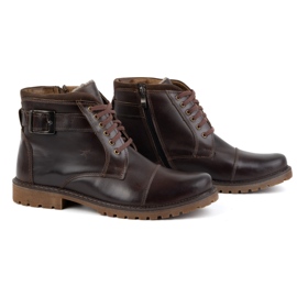 Olivier Zapatos de invierno para hombre Botines con cordones 136GT, marrón oscuro 2