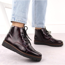 Botines mujer charol burdeos Rieker 44902-35 rojo 5