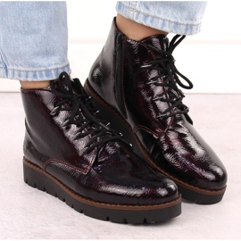 Botines mujer charol burdeos Rieker 44902-35 rojo 6