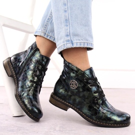 Botines de mujer charol verde croco Rieker 71205-90 4