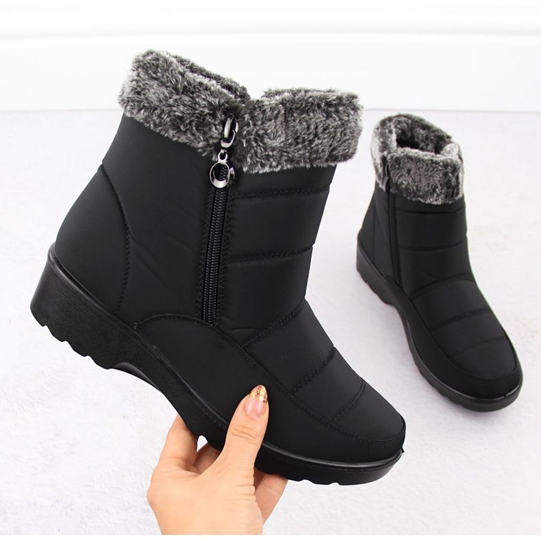 Botas de nieve de mujer con pelo, negro, Vinceza 86231 1