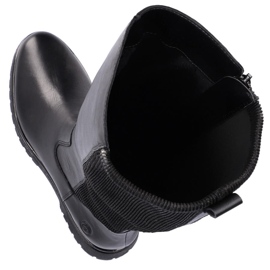 Botas de mujer de piel con parte superior elástica, negro Remonte D1B71-01 1