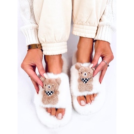 Bando Pantuflas de pelo beige con osito 1