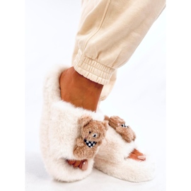 Bando Pantuflas de pelo beige con osito 5