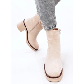 Botines Eliza de ante beige con tacón ancho 3