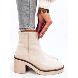 Botines Eliza de ante beige con tacón ancho 4