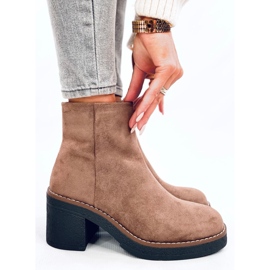 Botines Eliza de ante caqui con tacón ancho beige 5