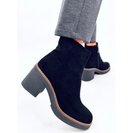Botines Eliza de ante negro con tacón ancho 1