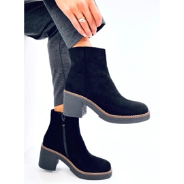 Botines Eliza de ante negro con tacón ancho 2