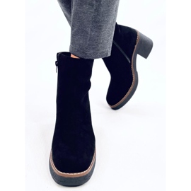 Botines Eliza de ante negro con tacón ancho 4