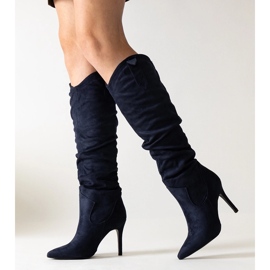 Botas stiletto Aine azul marino con volantes 1 Botas stiletto Aine azul marino con volantes 1