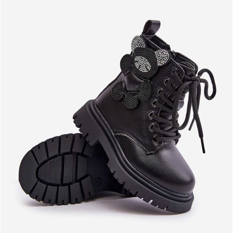 Botines de niña aislantes con osito y cremallera, Negro Relobia 2