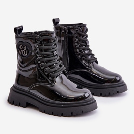 Botas Niña de Piel Charol con Forro de Pelo y Cremallera, Negro Evaliraea 4