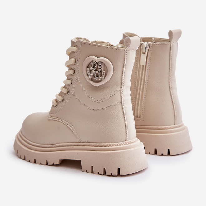 Botas Niña Evaliraea Beige con Forro Pelo y Cremallera 2